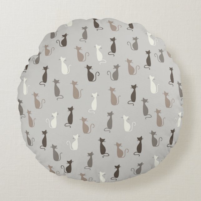 Cats pattern round cushion (Front)