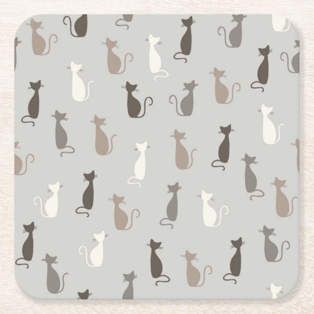 Cats pattern square paper coaster (Front)