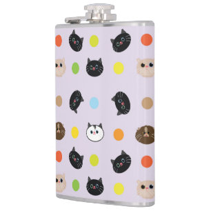 cats patterns hip flask