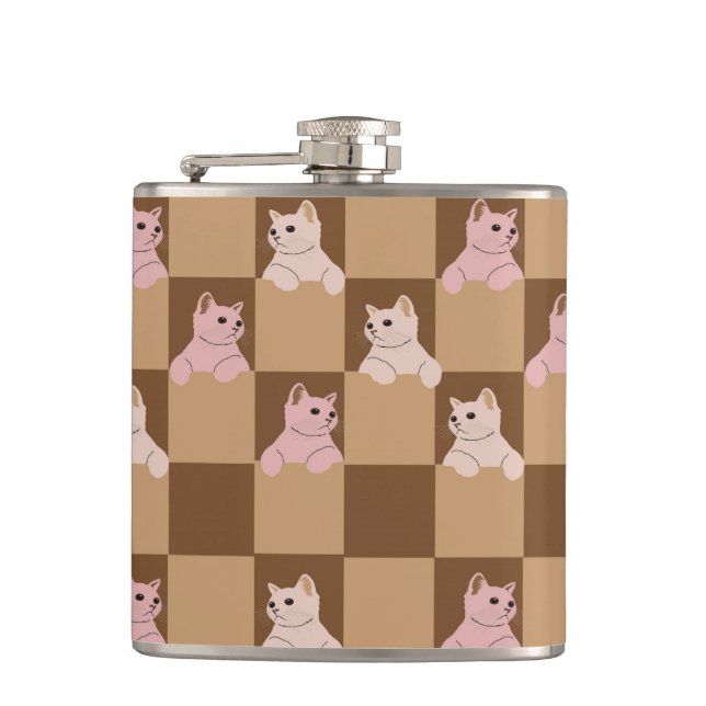 Cats patterns hip flask (Front)