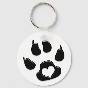 Cat's Paw Print Black Key Ring