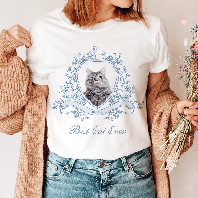 Cat's Photo in a Chinoiserie Crest | Best Cat Ever T-Shirt (Creator Uploaded)