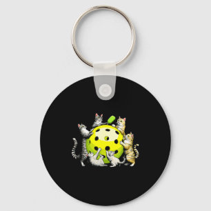 Cats pickleball player key ring