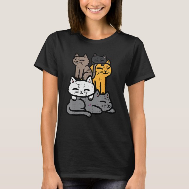 Cats Piled Up Cute Kitten Feline Women Girls Kids  T-Shirt (Front)