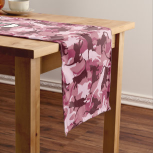 Cats Pink Camouflage Short Table Runner