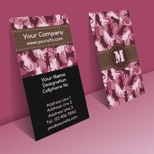 Cats Pink Camouflage Vertical Business Card