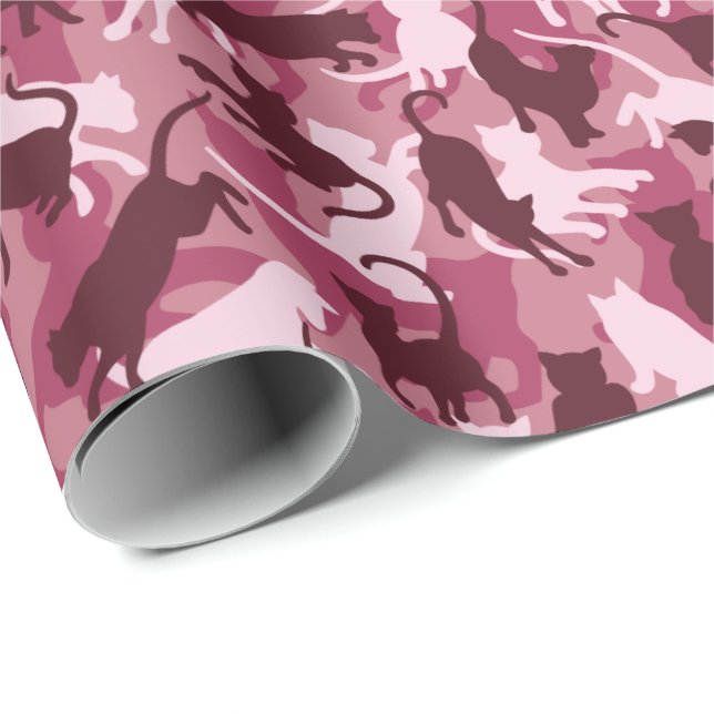 Cats Pink Camouflage Wrapping Paper (Roll Corner)