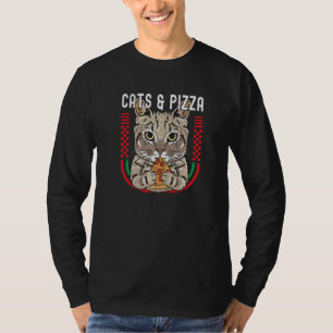Cats Pizza Cute Cat Eating Pizza Animal Mens Women T-Shirt
