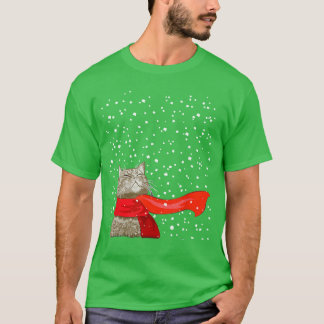 Cats Play Snow Winter Funny Cat Lover Merry Christ T-Shirt