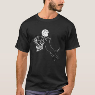 Cats Playing Basketball Funny Cat And Basketball L T-Shirt