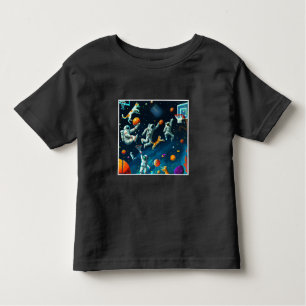 Cats Playing Basketball in Space with Astronauts Toddler T-Shirt