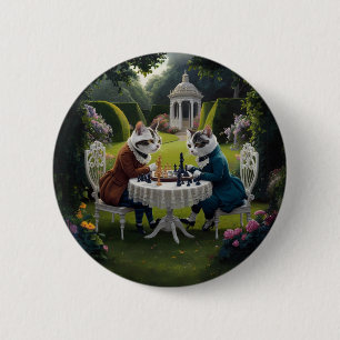 Cats playing Chess 6 Cm Round Badge