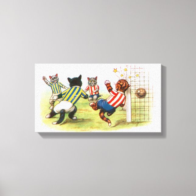 Cats playing football canvas print (Front)