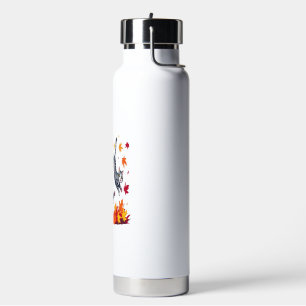 Cats Playing in Autumn Leaves Water Bottle