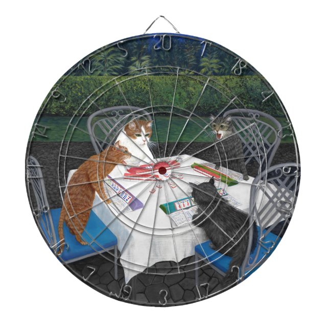 Cats Playing Mahjong Dartboard (Front)
