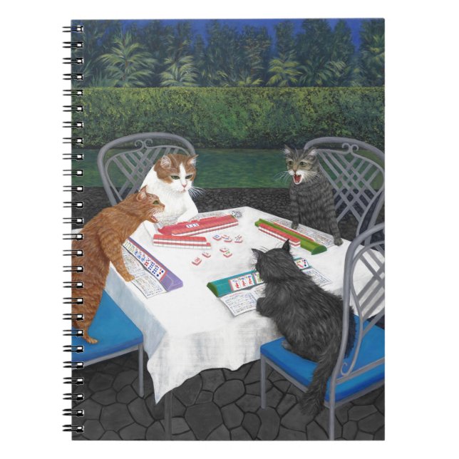 Cats Playing Mahjong Notebook (Front)