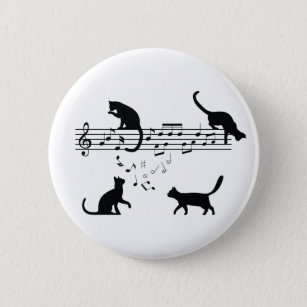 Cats Playing Music Notes 6 Cm Round Badge