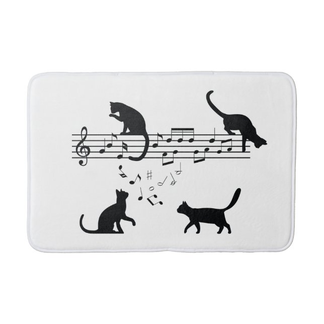 Cats Playing Music Notes Bath Mat (Front)