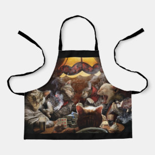 Cats playing poker apron