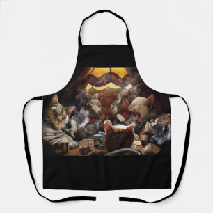 Cats playing poker  apron