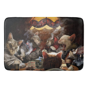 Cats playing poker  bath mat