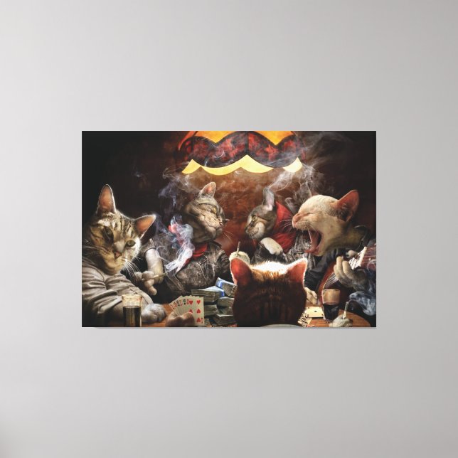 Cats playing poker  canvas print (Front)
