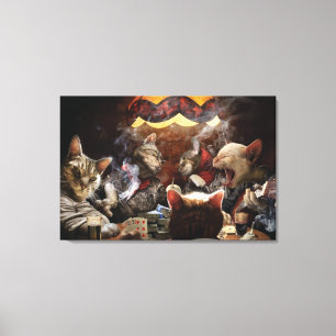Cats playing poker canvas print