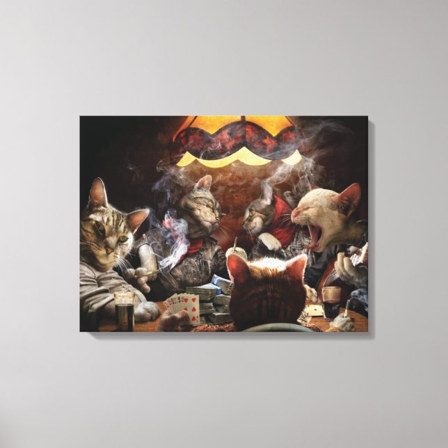 Cats playing poker   canvas print (Front)