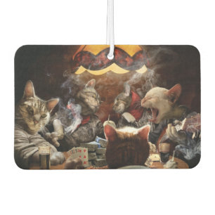 Cats playing poker car air freshener