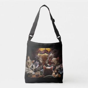 Cats playing poker crossbody bag