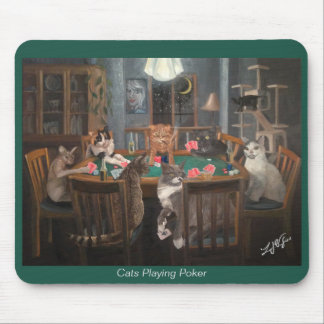 Cats Playing Poker - Mouse Pad