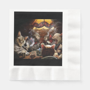 Cats playing poker napkin