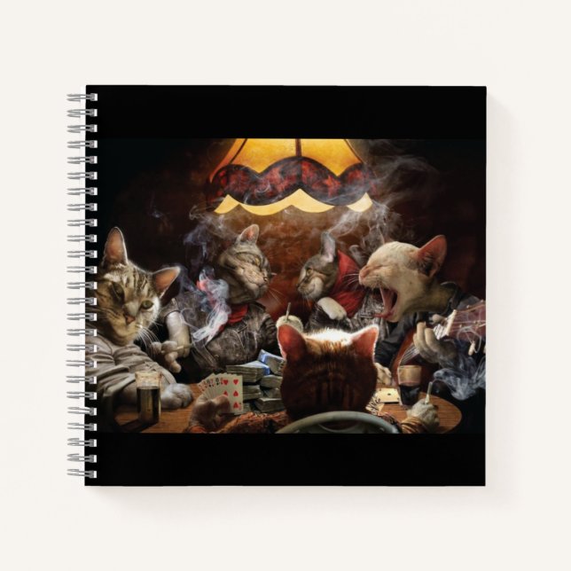 Cats playing poker  notebook (Front)