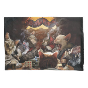Cats playing poker pillowcase