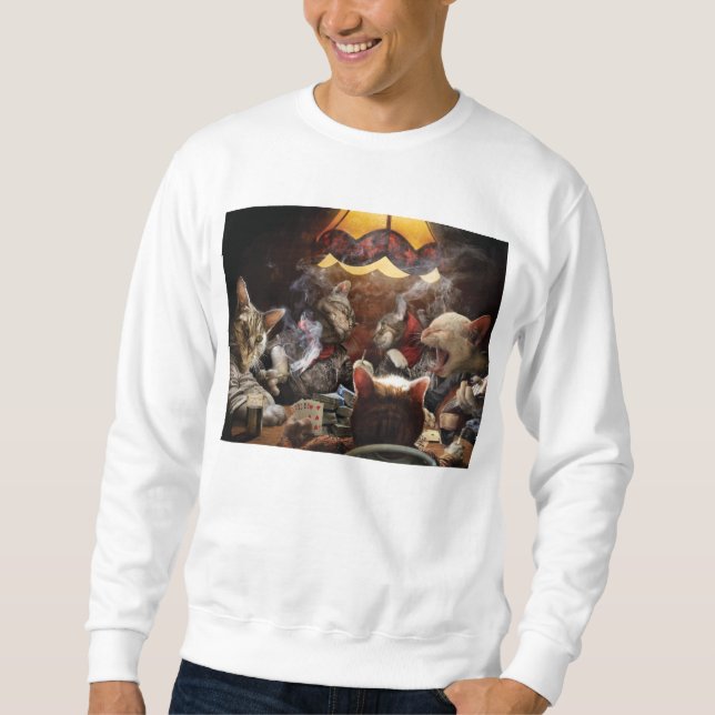 Cats playing poker   sweatshirt (Front)