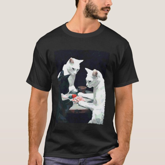 Cats Playing Poker T-Shirt (Front)