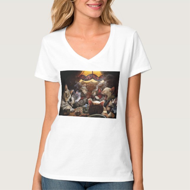 Cats playing poker  T-Shirt (Front)