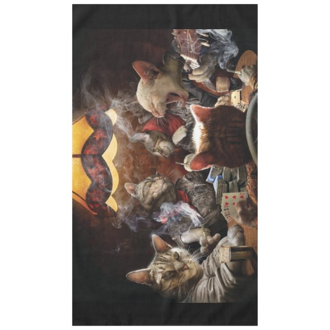 Cats playing poker tablecloth (Front)