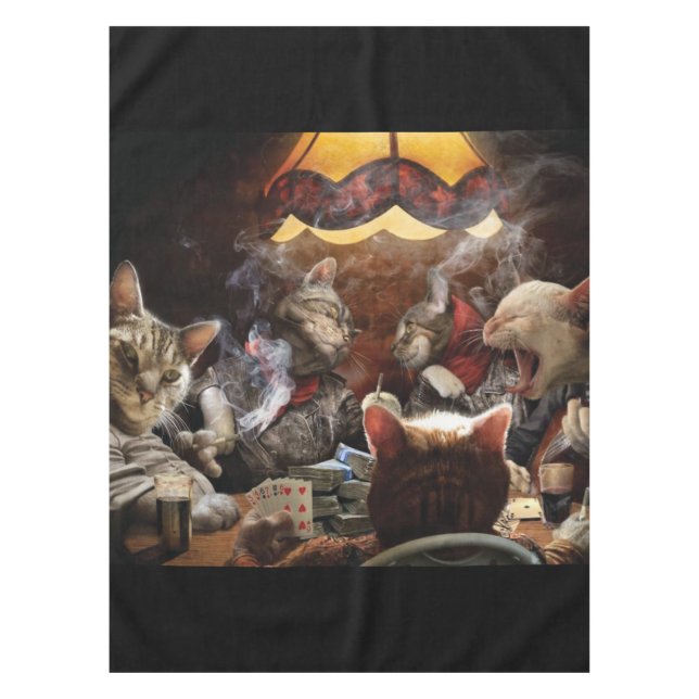 Cats playing poker   tablecloth (Front)