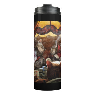 Cats playing poker  thermal tumbler