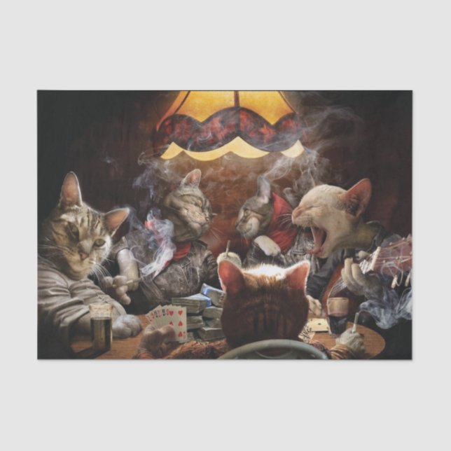 Cats playing poker   tissue paper (Front)