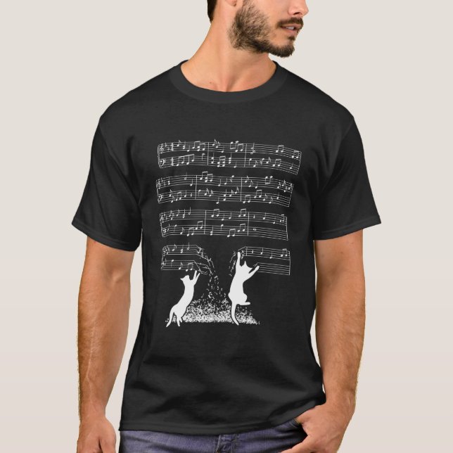 Cats Playing Sheet Music T-Shirt (Front)