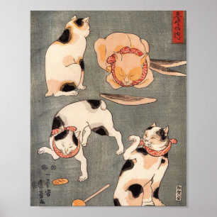 Cats Playing Utagawa Kuniyoshi Poster