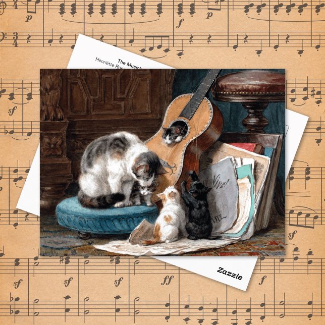 Cats Playing with Guitar Henriëtte Ronner-Knip Postcard (Creator Uploaded)
