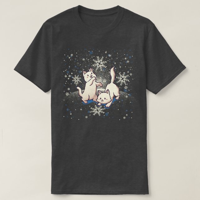 Cats Playing With Snowflakes by Tobe Fonseca T-Shirt (Design Front)