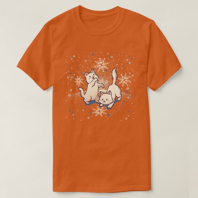 Cats Playing With Snowflakes by Tobe Fonseca T-Shirt (Design Front)