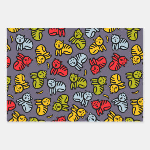 Cats plus bananas wrapping paper sheet