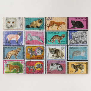 Cats Postage Stamps Collage Jigsaw Puzzle