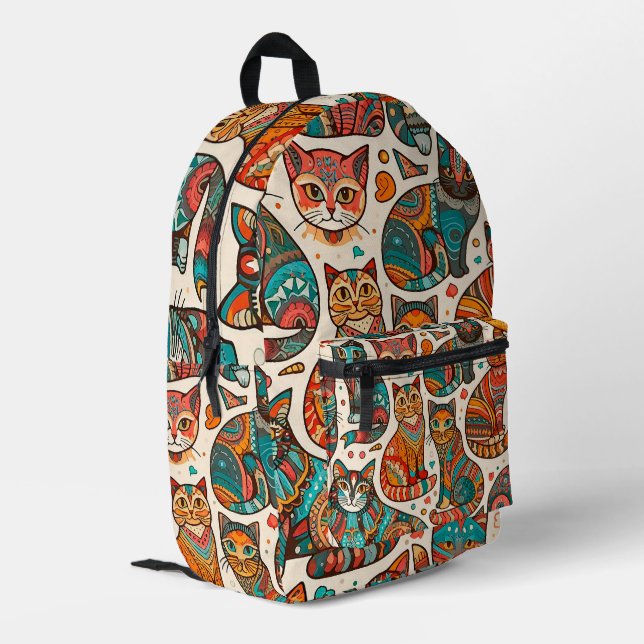 cats printed backpack (Back Corner Left)