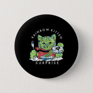 Cats Rainbow Kitten Surprise Cute Eat Retro Animal 6 Cm Round Badge